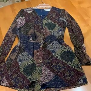 BCBGeneration Multicolor Long Sleeve Romper